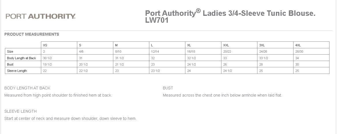 Port Authority ® Ladies 3/4-Sleeve Tunic Blouse/DeZURIK
