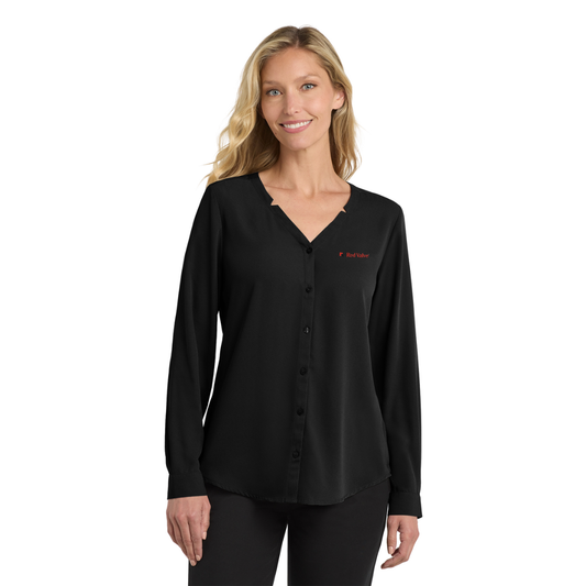 Port Authority® Women's Long Sleeve Button-Front Blouse/Red Valve