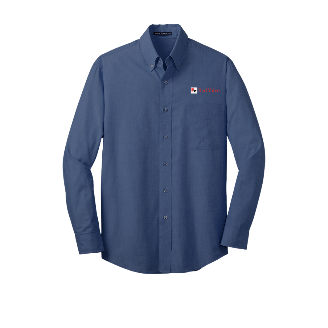 Port Authority® Crosshatch Easy Care Shirt/Red Valve