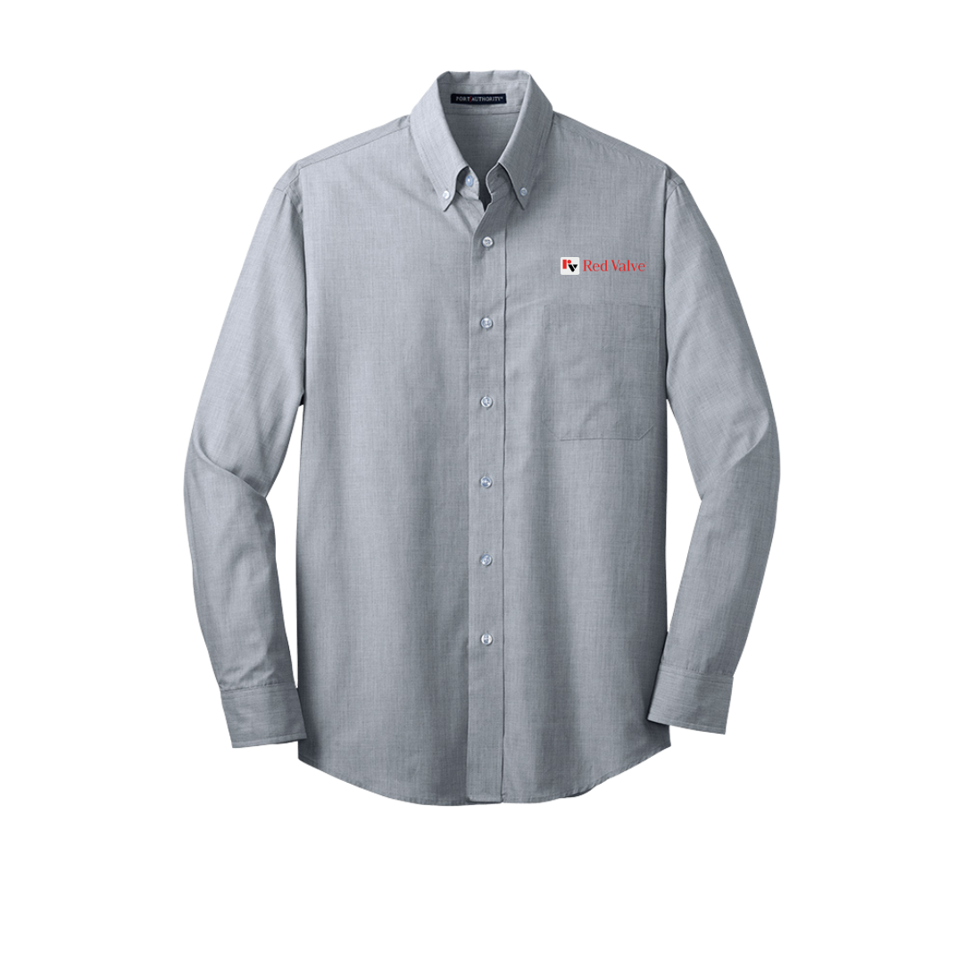 Port Authority® Crosshatch Easy Care Shirt/Red Valve