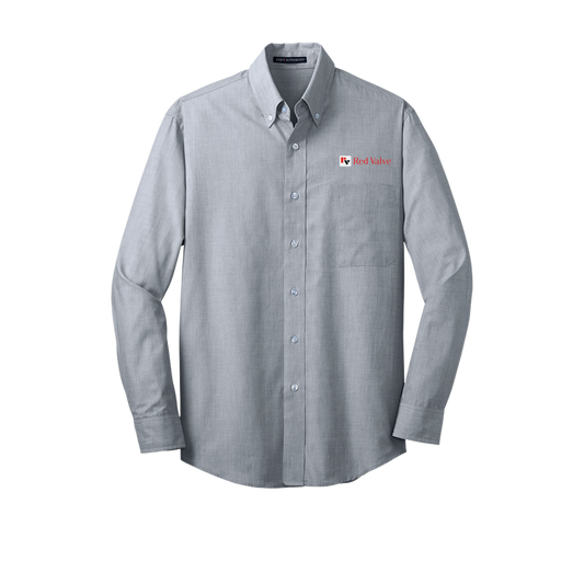 Port Authority® Crosshatch Easy Care Shirt/Red Valve