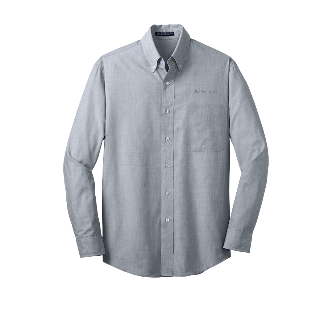 Port Authority® Crosshatch Easy Care Shirt/Red Valve