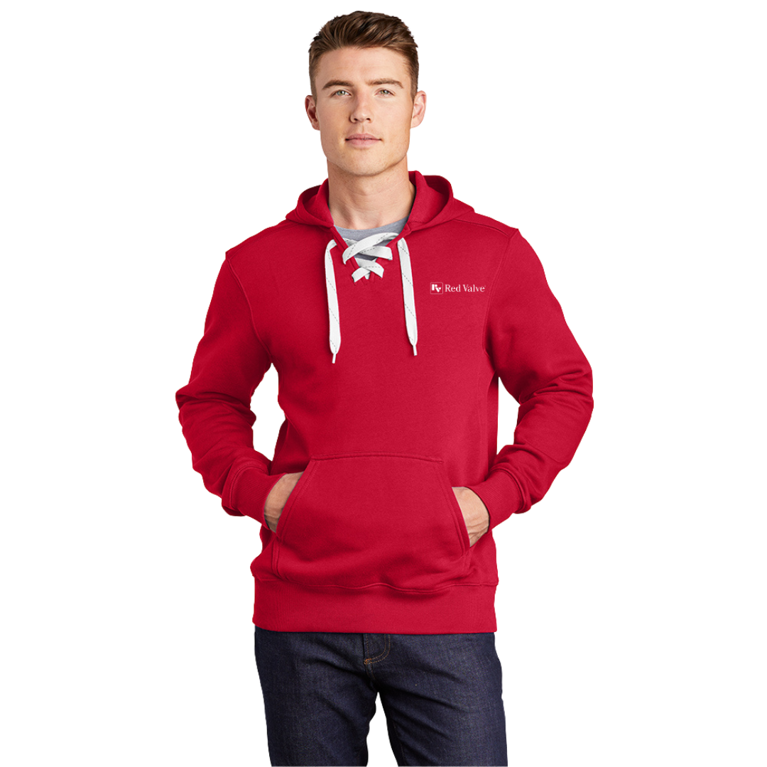 Sport-Tek® Lace Up Pullover Hooded Sweatshirt/Red Valve