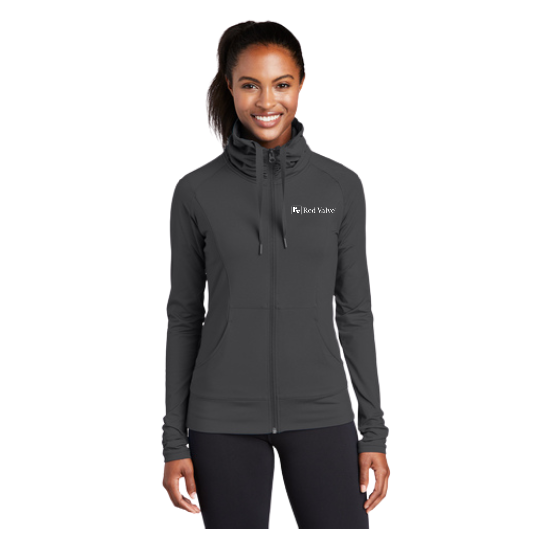 Sport-Tek® Ladies Sport-Wick® Stretch Full-Zip Jacket/Red Valve